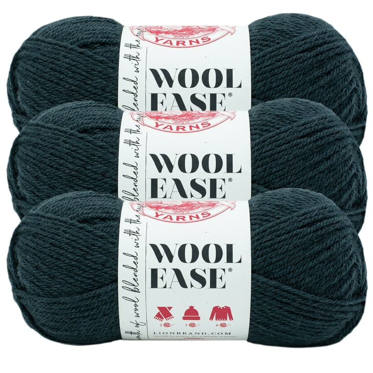 Lion Brand Yarn Wool-Ease Flint Classic Worsted Medium Acrylic, Wool Gray  Yarn 3 Pack
