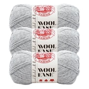 Lion Brand Yarn Wool-Ease Grey Heather Medium Acrylic, Wool Yarn 3 Pack