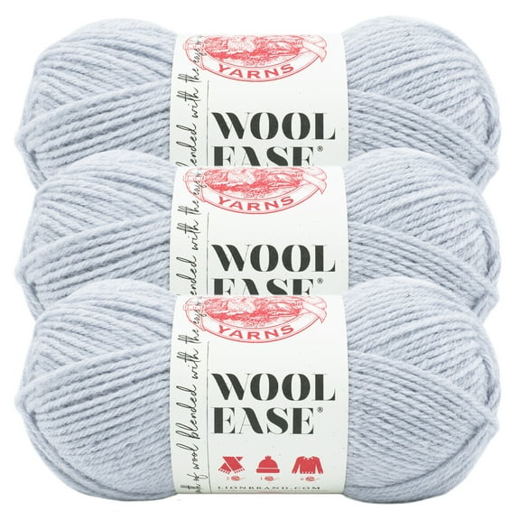 Lion Brand Yarn Wool-Ease Icicle Medium Acrylic, Wool Yarn 3 Pack
