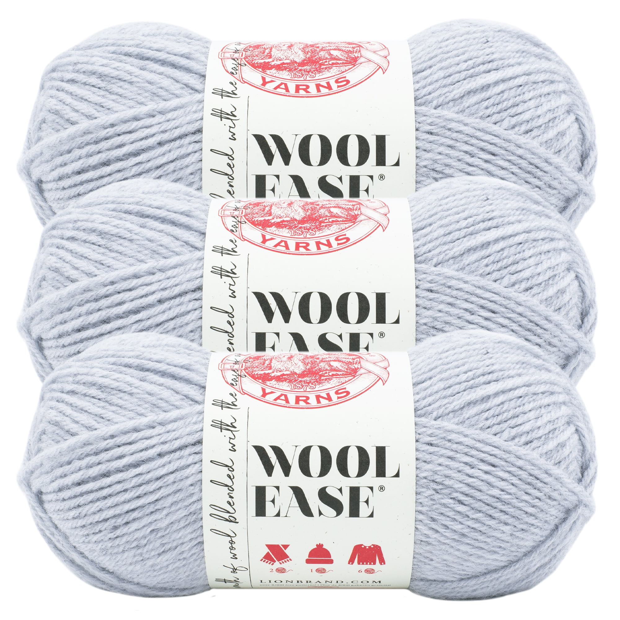 Lion Brand Yarn Wool-Ease - Ovillo de lana color gris Oxford, 3 unidades