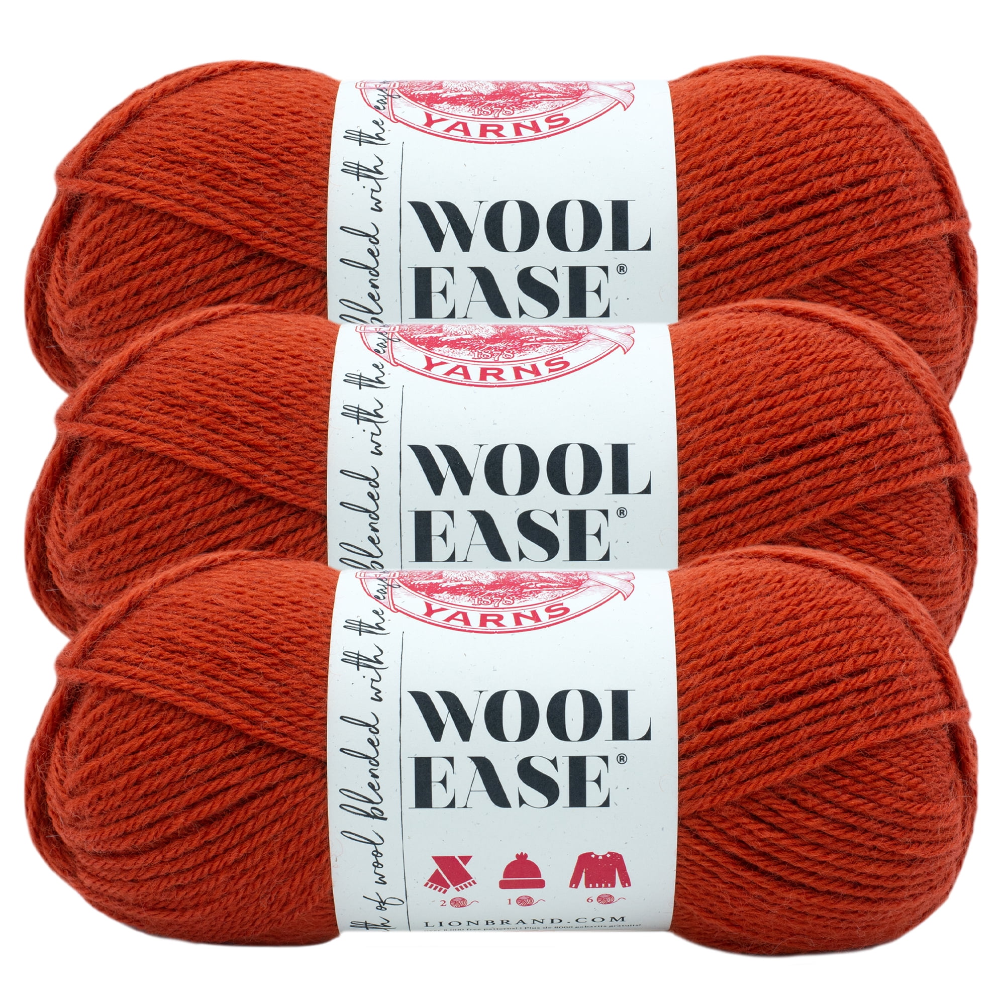 Lion Brand Wool-Ease Worsted Weight Yarn - Mink Brown lot (3-in-PK)