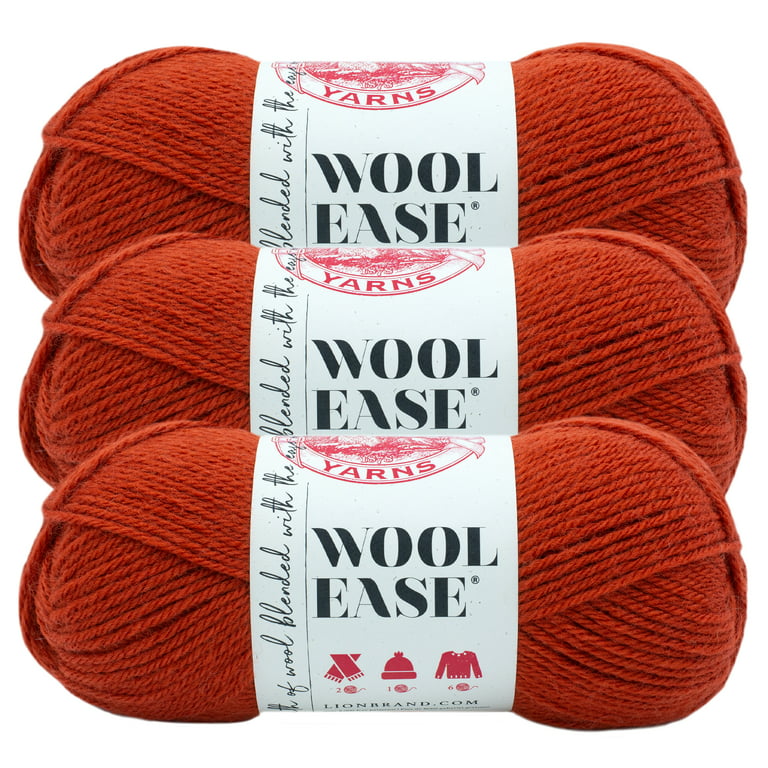 Lion Brand Yarn Wool-Ease Koi Classic Worsted Medium Acrylic, Wool Orange  Yarn 3 Pack 