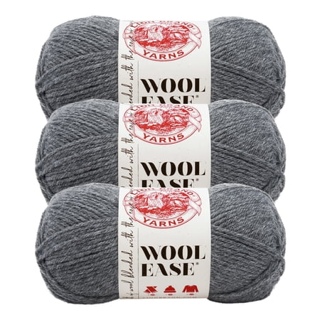 Lion Brand Yarn Wool-Ease Oxford Grey Medium Acrylic, Wool Yarn 3 Pack