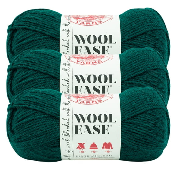 Lion Brand Yarn Wool-Ease Rainforest Medium Acrylic, Wool Yarn 3 Pack