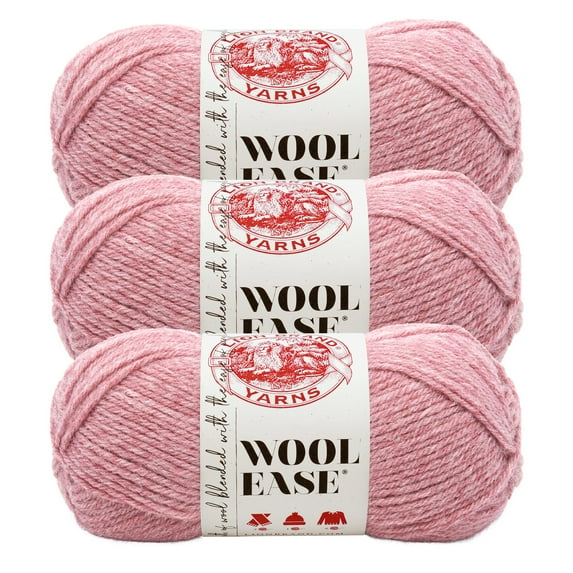Lion Brand Yarn Wool-Ease Rose Heather Medium Acrylic, Wool Yarn 3 Pack