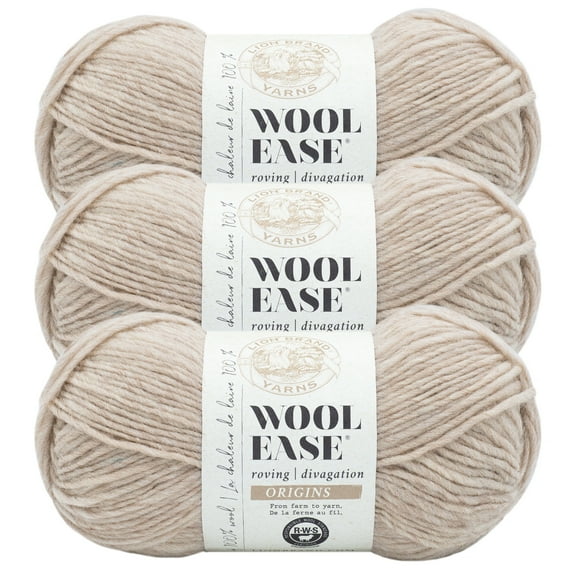 Lion Brand Yarn Wool-Ease Roving Origins Latte Medium Wool Yarn 3 Pack