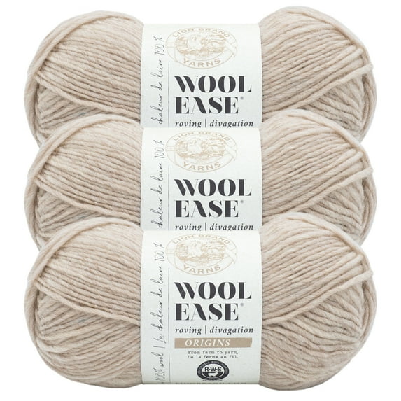Lion Brand Yarn Wool-Ease Roving Origins Latte Medium Wool Yarn 3 Pack