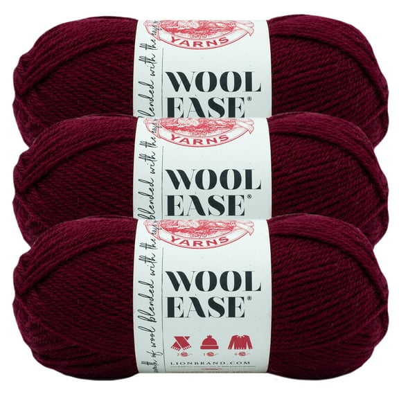 Lion Brand Yarn Wool-Ease Tawny Port Medium Acrylic, Wool Yarn 3 Pack