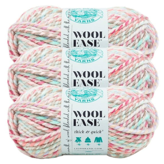 Lion Brand Yarn Wool-Ease Thick & Quick Carousel Super Bulky Acrylic, Wool Yarn 3 Pack