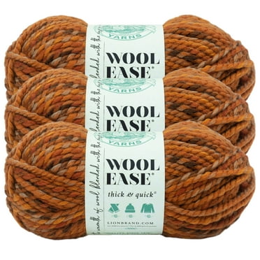Lion Brand Yarn Wool-Ease Thick & Quick Fall Leaves Super Bulky Acrylic, Wool Multi-color Yarn 3 Pack