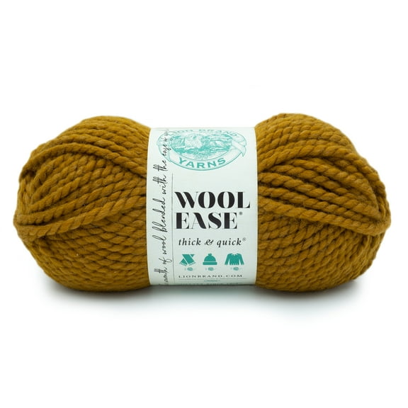 Lion Brand Yarn Wool-Ease Thick & Quick Flax Super Bulky Acrylic Wool Blend Yarn