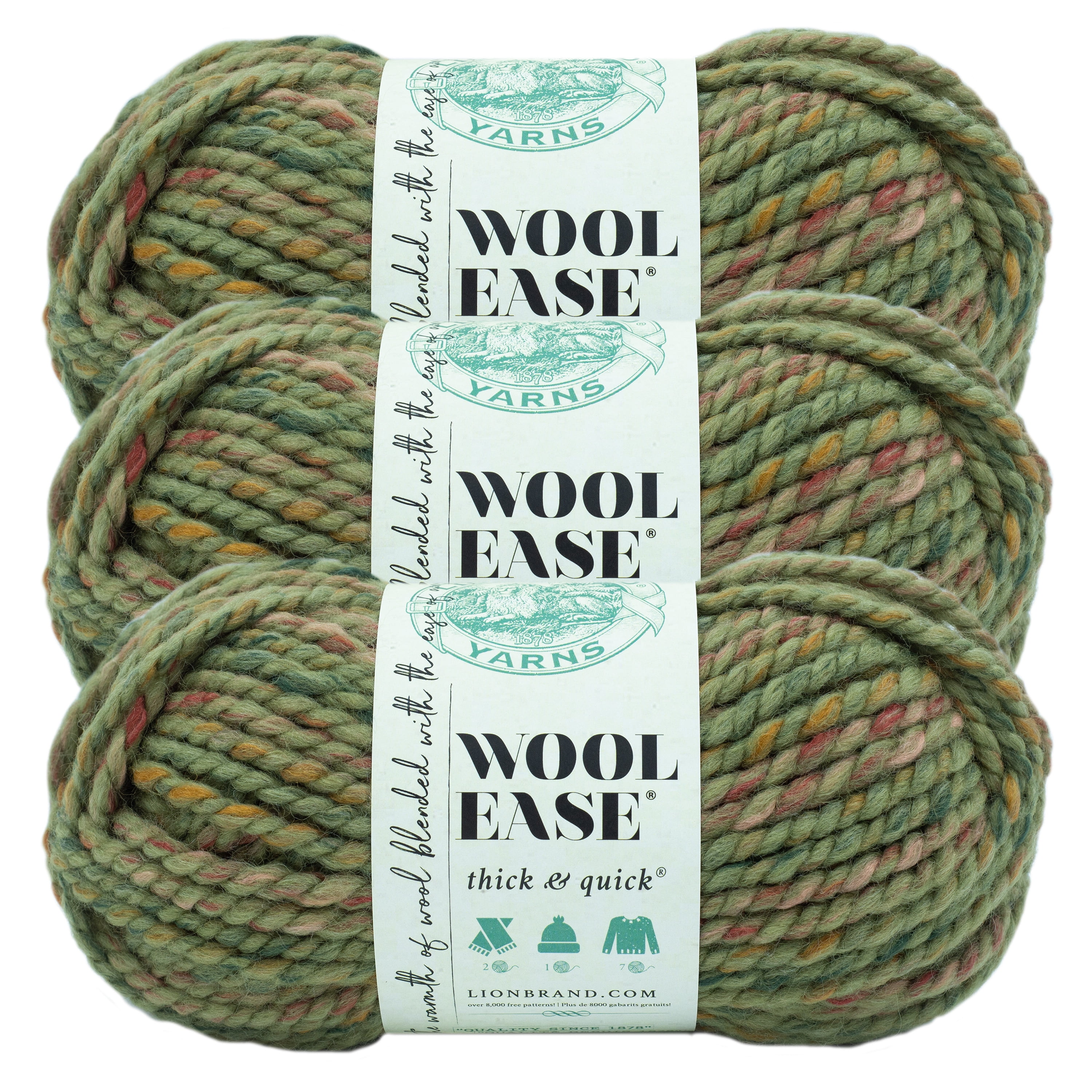 Lion Brand Wool-Ease Garn 3er-Pack - 4-lagiges Strickgarn Aus Wolle & Acryl, Maschinenwaschbar