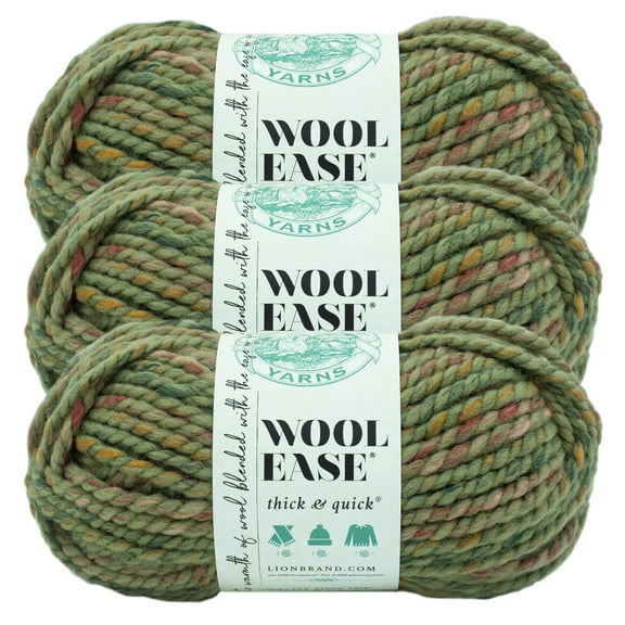 Lion Brand Yarn Wool-Ease Thick & Quick Marsh Super Bulky Acrylic, Wool Multi-color Yarn 3 Pack
