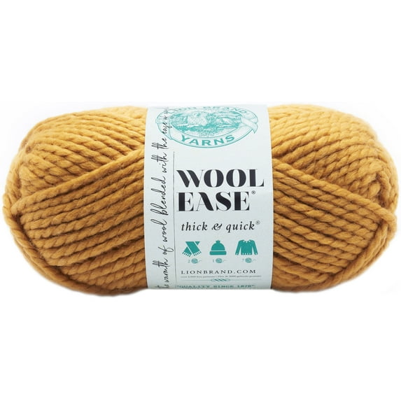 Lion Brand Yarn Wool Ease Thick & Quick Mustard 640-158 Classic Wool Yarn