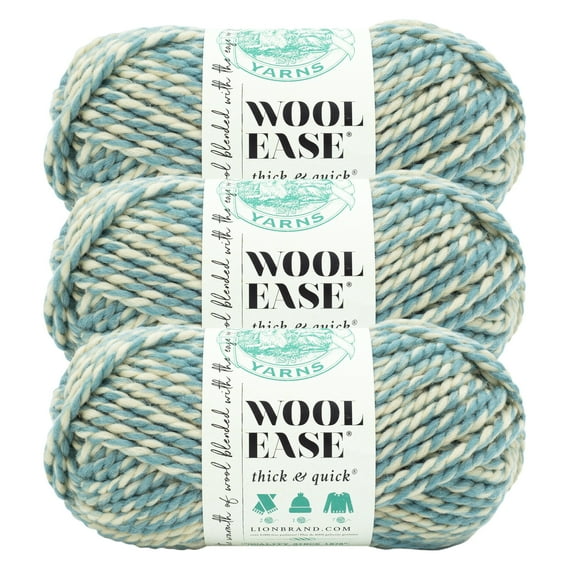 Lion Brand Yarn Wool-Ease Thick & Quick Rapids Super Bulky Acrylic, Wool Multi-color Yarn 3 Pack