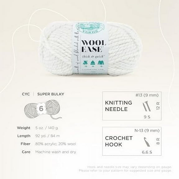 Lion Brand Yarn Wool-Ease Thick & Quick Yarn, Soft and Bulky Yarn for Knitting, Crocheting, and Crafting, 3 Pack, Celebration