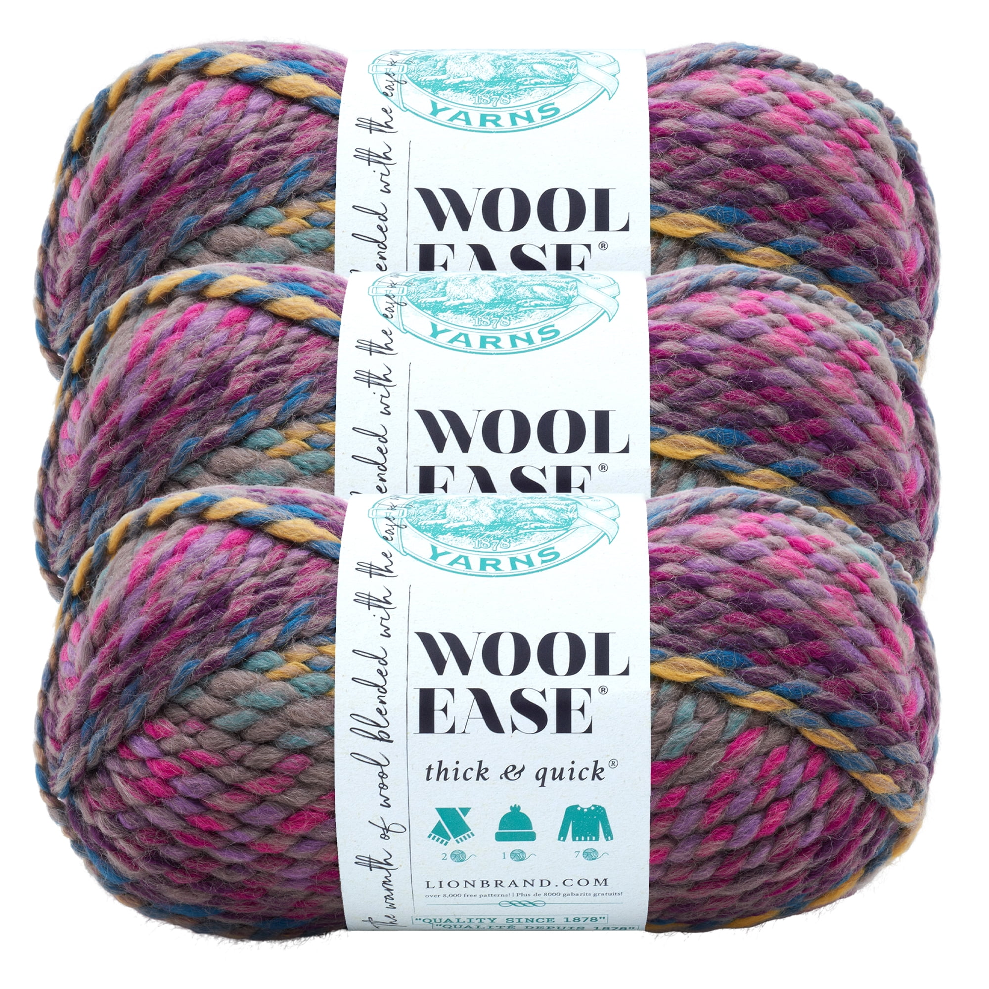 3 Pack Lion Brand Yarn Wool-Ease Thick & Quick India