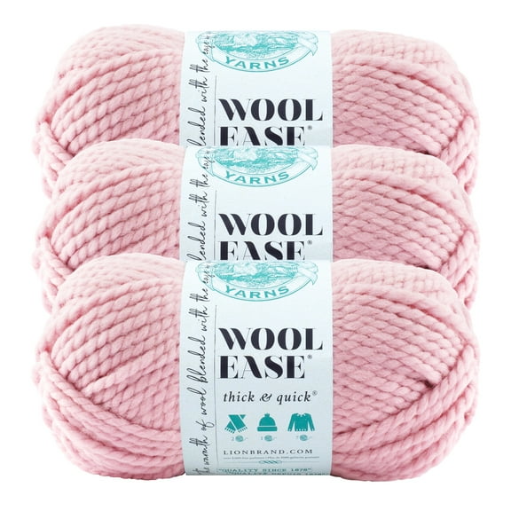 Lion Brand Yarn Wool-Ease Thick & Quick Blossom Super Bulky Acrylic, Wool Yarn 3 Pack