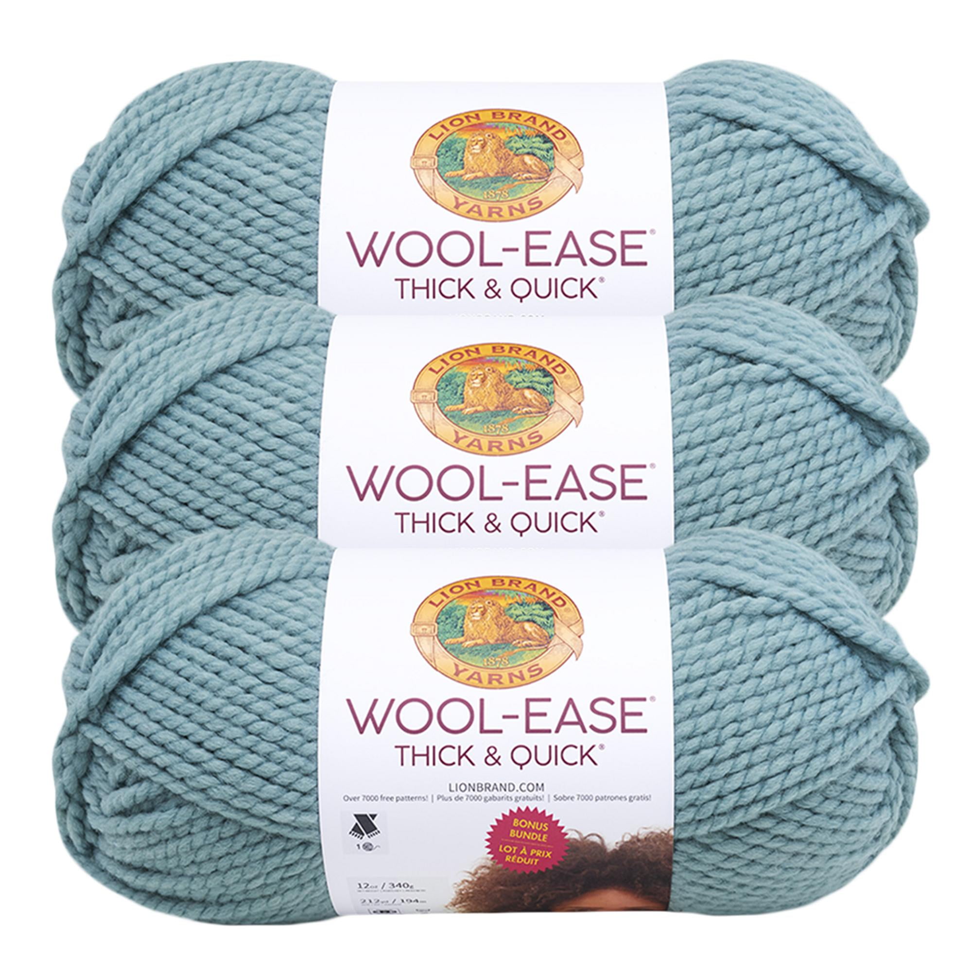 Lion Brand Yarn lion brand yarn wool-ease thick & quick yarn, soft and  bulky yarn for knitting, crocheting, and crafting, 3 pack, blossom