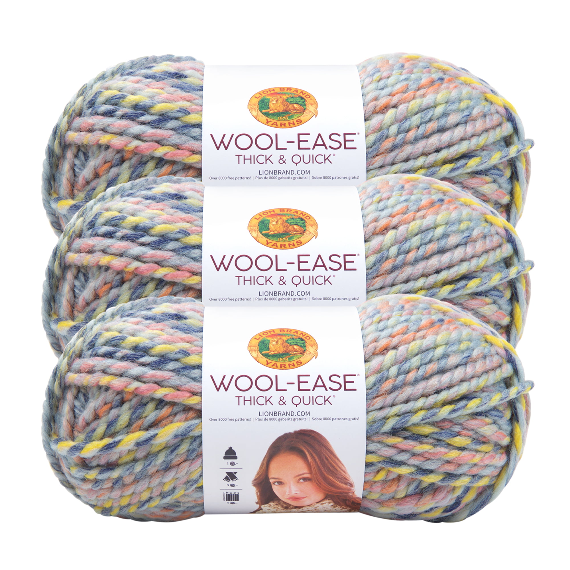Lion Brand Yarn WoolEase Thick & Quick Flax Wool Blend Super Bulky