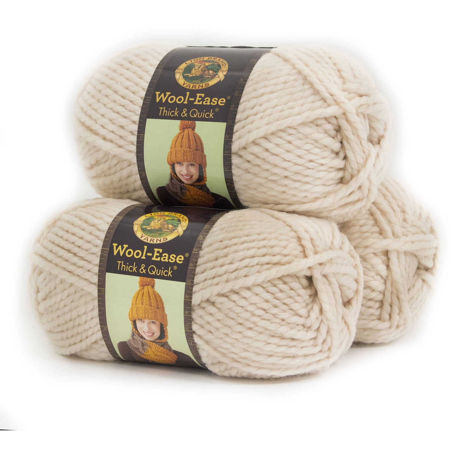  Lion Brand Hue + Me Yarn for Knitting, Crocheting, and  Crafting, Bulky and Thick, Soft Acrylic and Wool Yarn, Saffron (3-Pack)