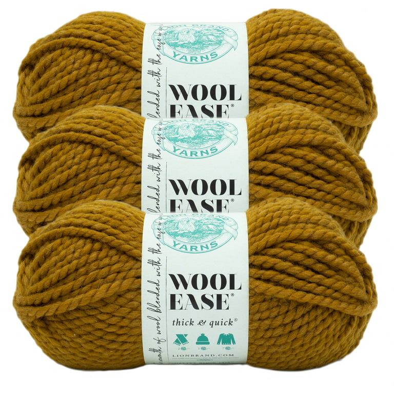 Lion Brand Yarn Wool-Ease Thick and Quick Succulent Classic Super Bulky Acrylic, Wool Green Yarn 3 Pack