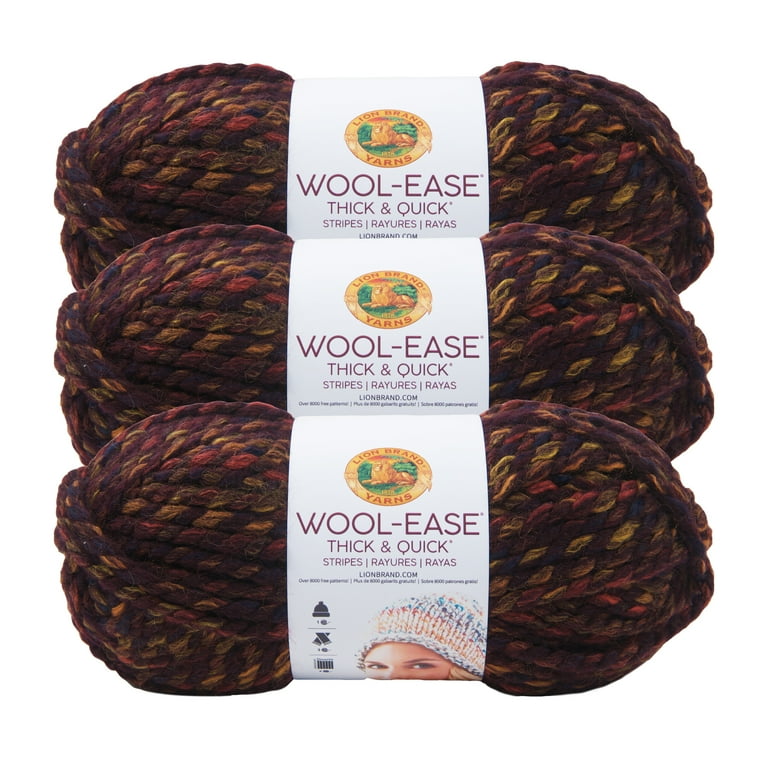 Lion Brand Yarn Wool Ease Thick and Quick Harvest Classic Super Bulky Acrylic Wool Multi color Multi Color Yarn 3 Pack Walmart