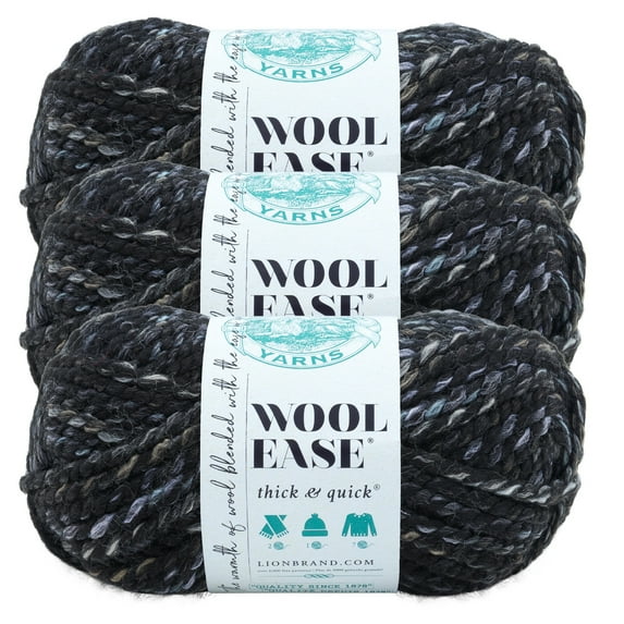 Lion Brand Yarn Wool-Ease Thick & Quick Metropolis Super Bulky Acrylic, Wool Yarn 3 Pack