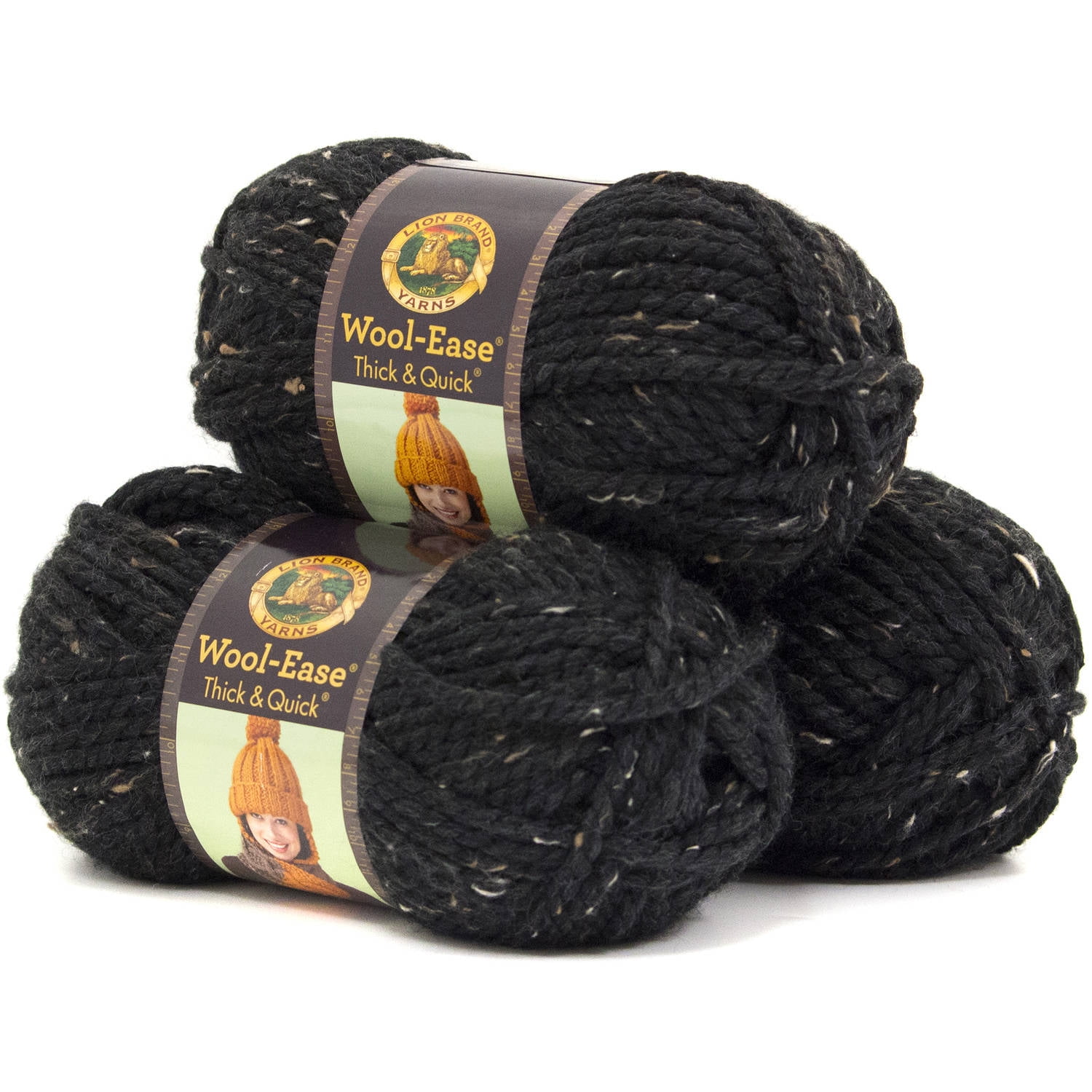 Lion Brand Yarn Wool-Ease Thick and Quick Black Classic Super