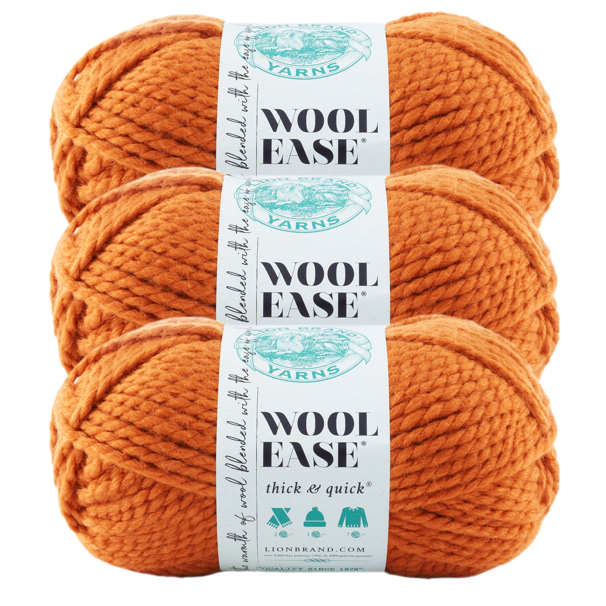 Lion Brand Yarn 640-607 Wool-Ease Thick & Quick Yarn, Red Beacon