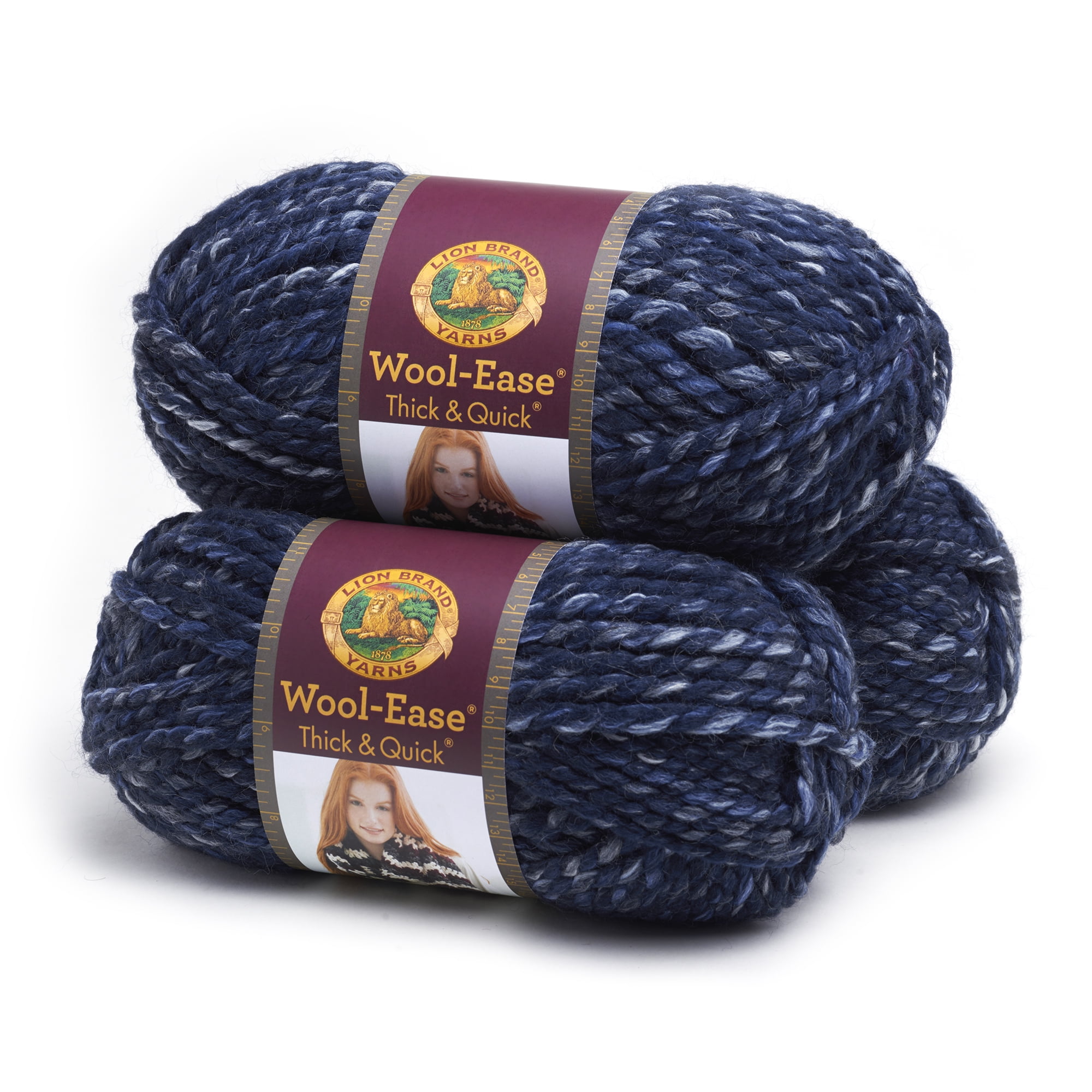 (3 Pack) Lion Brand Yarn 640-609 Wool-Ease Thick and Quick Yarn, Moonlight