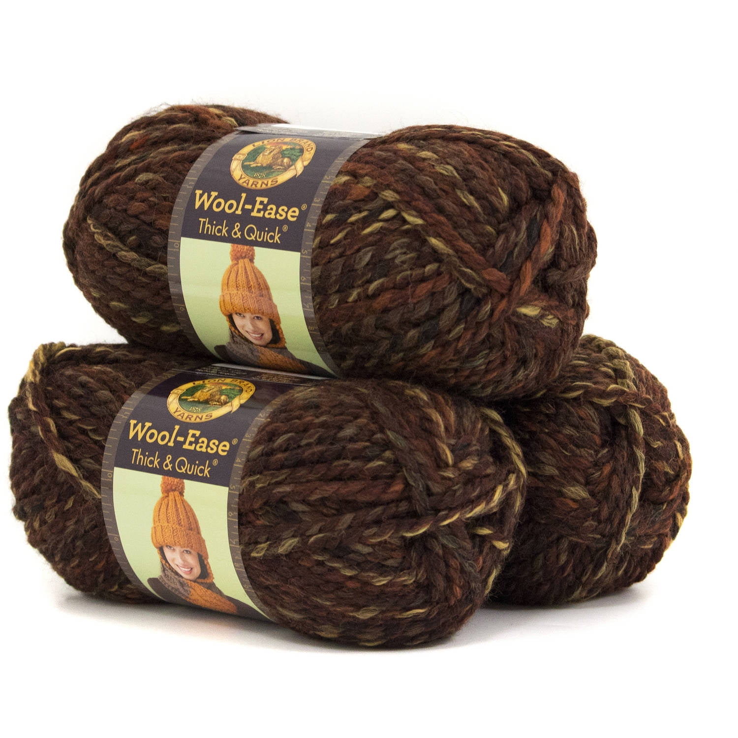 3 Pack) Lion Brand Yarn 640-572B Wool-Ease Thick & Quick Bulky Yarn,  Seashell
