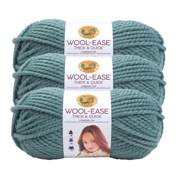 Lion Brand Yarn Wool-Ease Thick & Quick Succulent Super Bulky Acrylic, Wool Yarn 3 Pack
