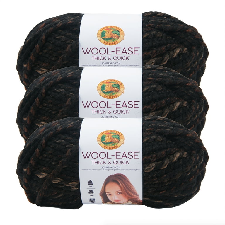 Lion Brand Yarn Wool-Ease Thick and Quick Toasted Almond Classic Super  Bulky Acrylic, Wool Multi-color Multi-Color Yarn 3 Pack 