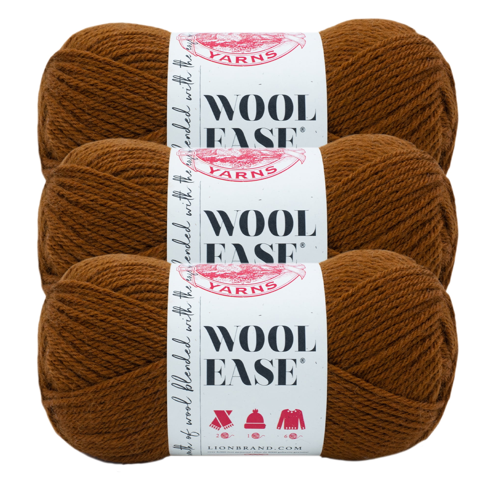 Lion Brand Yarn Wool-Ease Flint Classic Worsted Medium Acrylic, Wool Gray  Yarn 3 Pack 