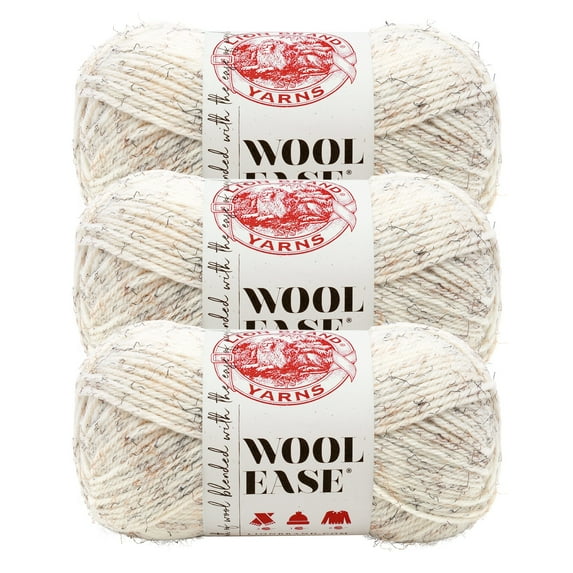 Lion Brand Yarn Wool-Ease Wheat Medium Acrylic, Wool Yarn 3 Pack