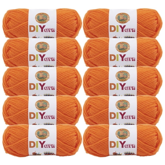 Lion Brand Yarn DIYarn Orange Medium Acrylic Yarn 10 Pack