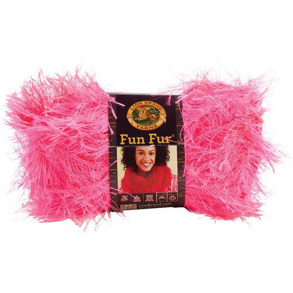 Red Fun Fur Yarn, 2 Skeins, Lion Brand, Destashing, Eyelash Yarn