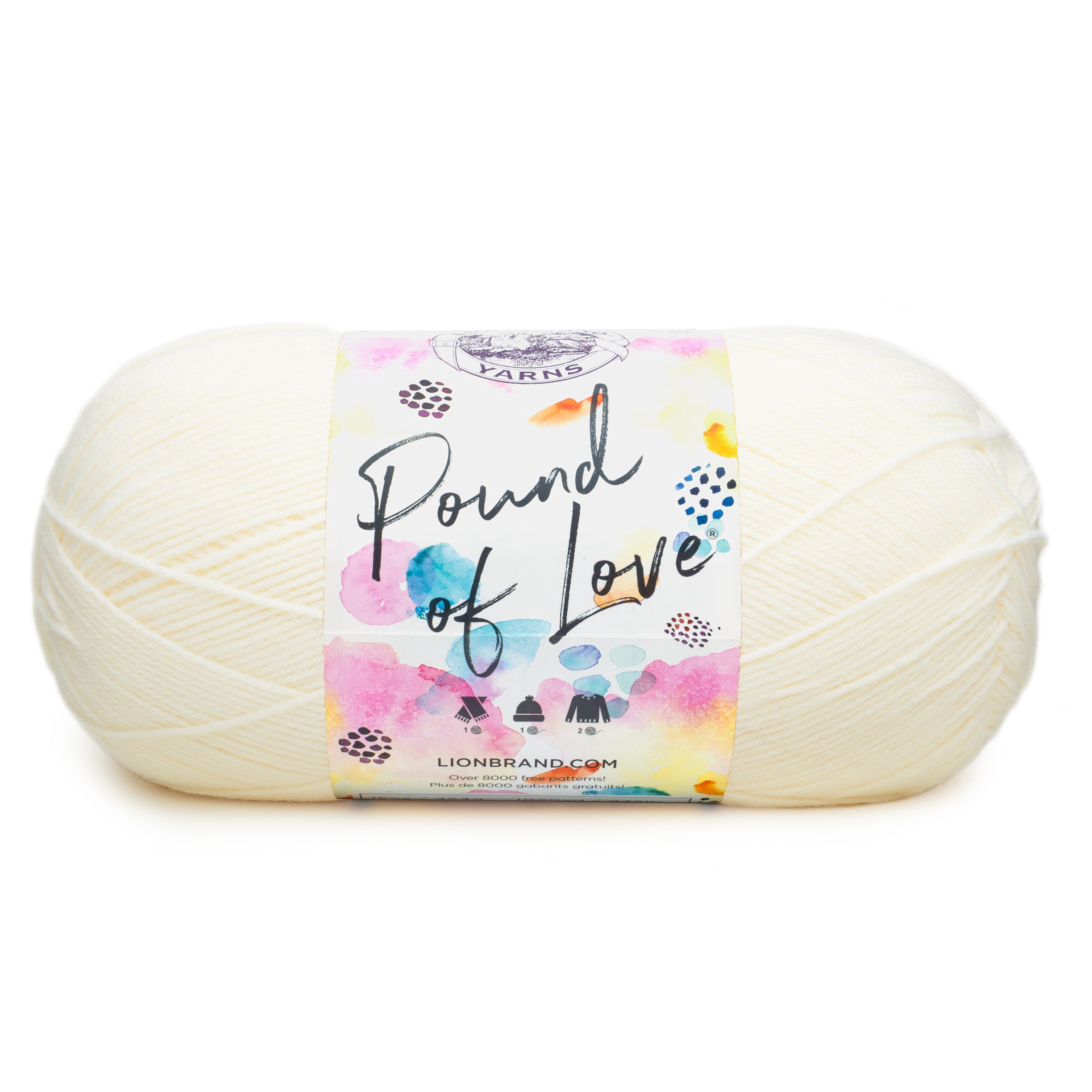 Lion Brand Yarn Pound of Love Antique White 4 Medium Worsted Yarn White 16 oz 1020 yards