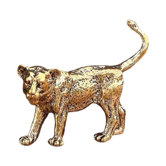 Lion Brass Miniature Statue Tabletop Ornament Vintage Animal Decorative Centerpiece for Bookshelf Desk Home Collectors