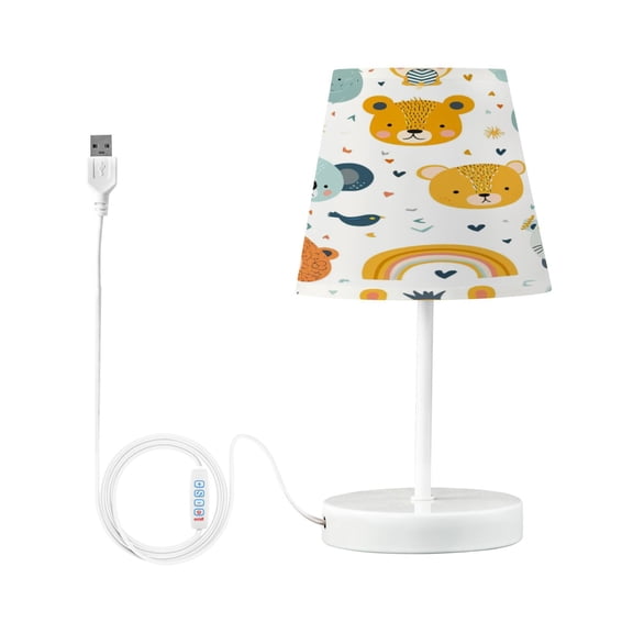 Lion Cat Bear Face Desk Lamp LED Table Nightstand Lamps with 3 Color Temperatures for Home Bedroom Living Room Decor 8x12