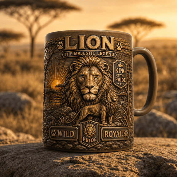 Lion Ceramic Mug 11oz & 15oz Majestic Legend Gift for Wildlife Lovers