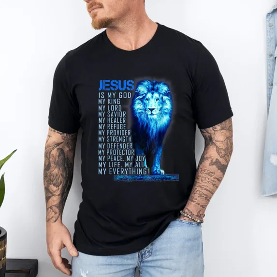 Lion Christian Jesus Is My God King, Lord, and Savior T-Shirt - Walmart.com