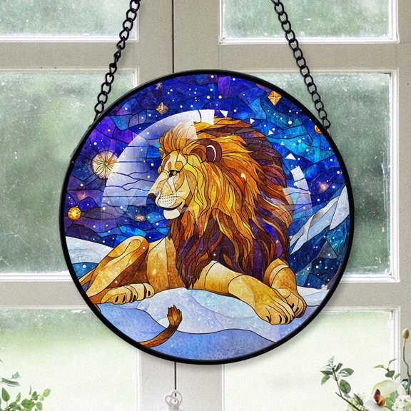 Lion Christmas Suncatchers 2025, Lion Stained Glass Window Hangings, Lion Christmas, Lion Decor, Lion Christmas Decor Birthday Gifts For Men - 172HD182, Lion Sun Catcher