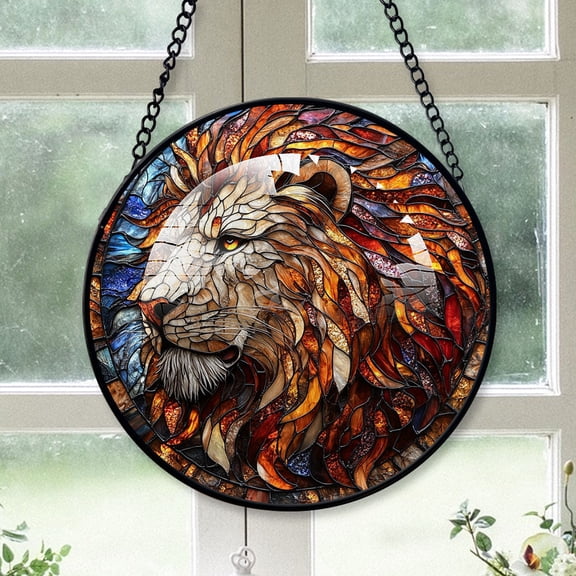 Lion Christmas Suncatchers 2025, Lion Stained Glass Window Hangings, Lion Christmas, Lion Decor, Lion Trees Decor Indoor Gifts For New Parents - 172HD532, Lion Stained Glass Ornament