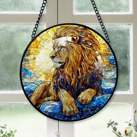 Lion Christmas Suncatchers 2025, Lion Stained Glass Window Hangings, Lion Christmas, Lion Decor, Lion Trees Decor Indoor Gifts For New Parents - 172HD622, Lion Classic Glass Design