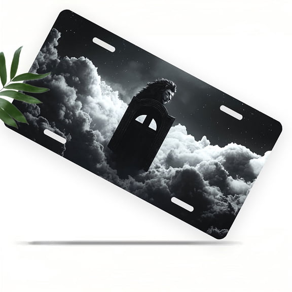 Lion on Cloud framed Door Front License Plate, Metal License Plate, Funny Standard Plates Personalized Novelty Decorative For Men/Women/Boys/Girls Car 6×12 Inch