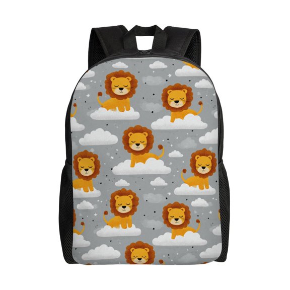Lion and Clouds Pattern Backpack with 15 Inch Laptop Compartment,Water-Resistant Daypack, Large Capacity Backpack with Adjustable Breathable Shoulder Straps for Daily Use Travel Gym