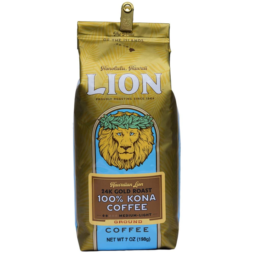 Lion Coffee 24K Gold Roast, 100% Kona Hawaiian Grounds