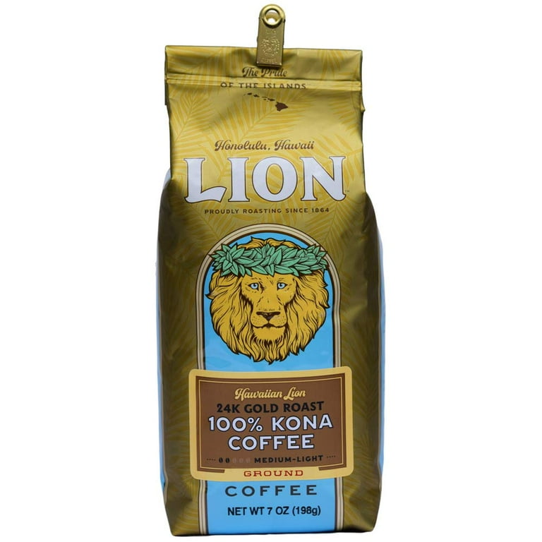 新品　LION Coffee Kona 100% 粉　2袋 Lion Coffee 24K Gold Roast, 100% Kona Hawaiian Grounds